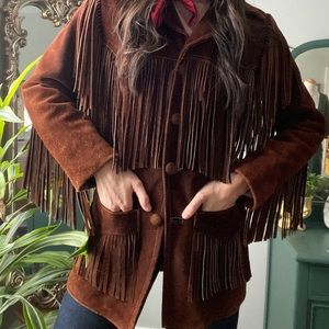 Vintage Casa Mercado Leather Suede Fringe Jacket